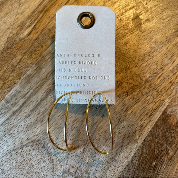ANTHROPOLOGIE Gold  Earrings  Delicate 1” HalfRound Timeless Lightweight $59 NWT - Picture 5 of 11